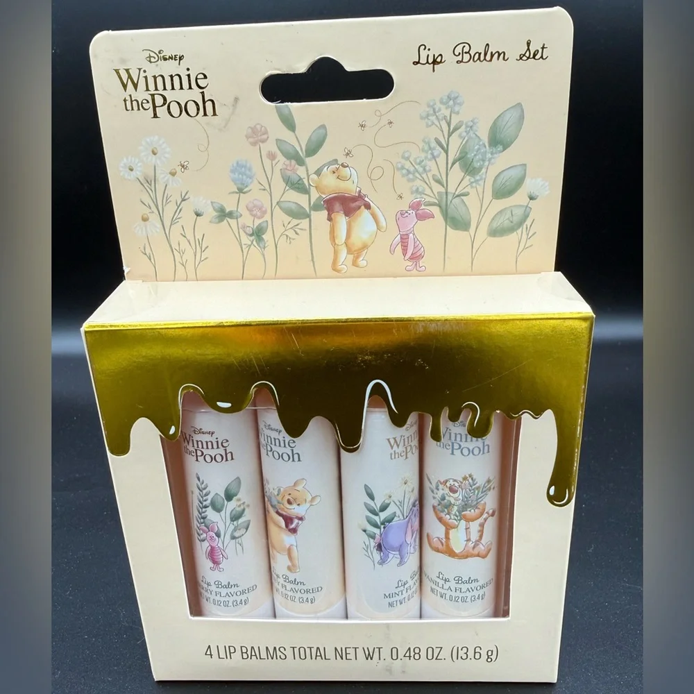 Disney Winnie the Pooh Lip Balm Set of 4 Flavored Brand New